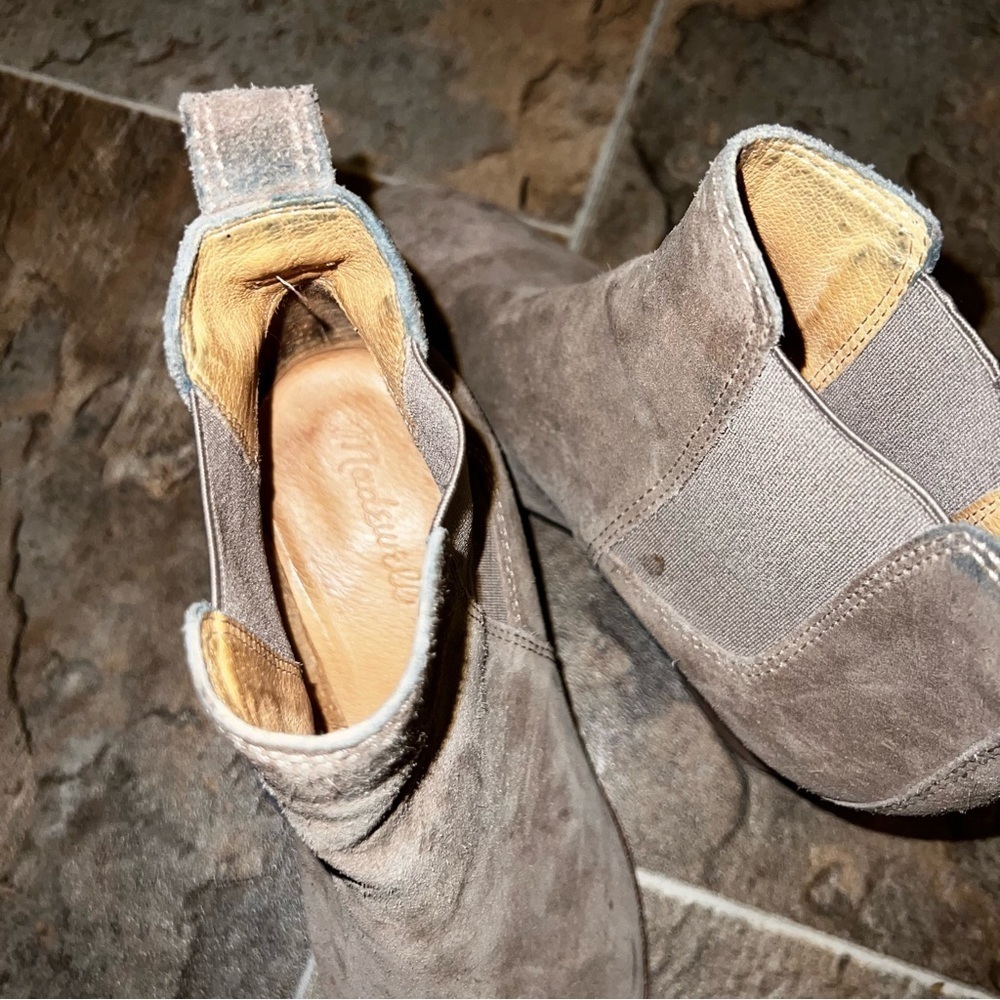 Madewell The Regan Ankle Suede Leather Boot in Wet Pebble Size 8 - Picture 3 of 14